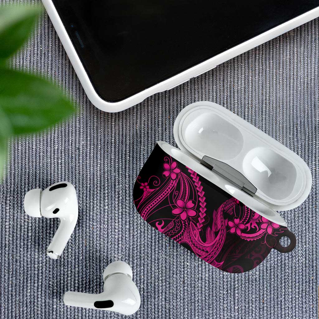 Pink Black Aloha Hawaii AirPods Case Polynesian Shark Tattoo With Plumeria LT14 - Polynesian Pride