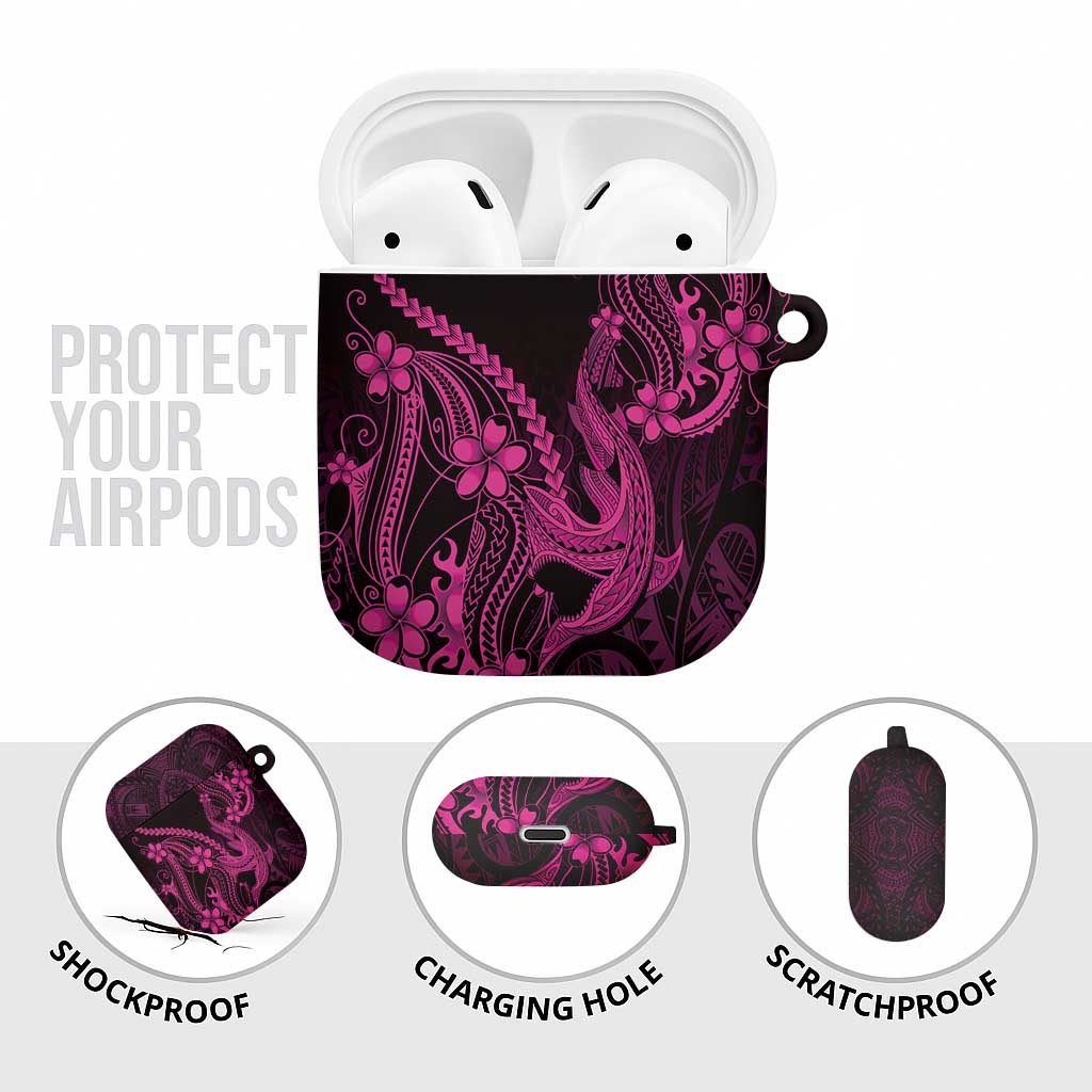 Pink Black Aloha Hawaii AirPods Case Polynesian Shark Tattoo With Plumeria LT14 - Polynesian Pride