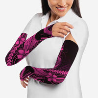 Pink Black Aloha Hawaii Arm Sleeves Polynesian Shark Tattoo With Plumeria - Polynesian Pride