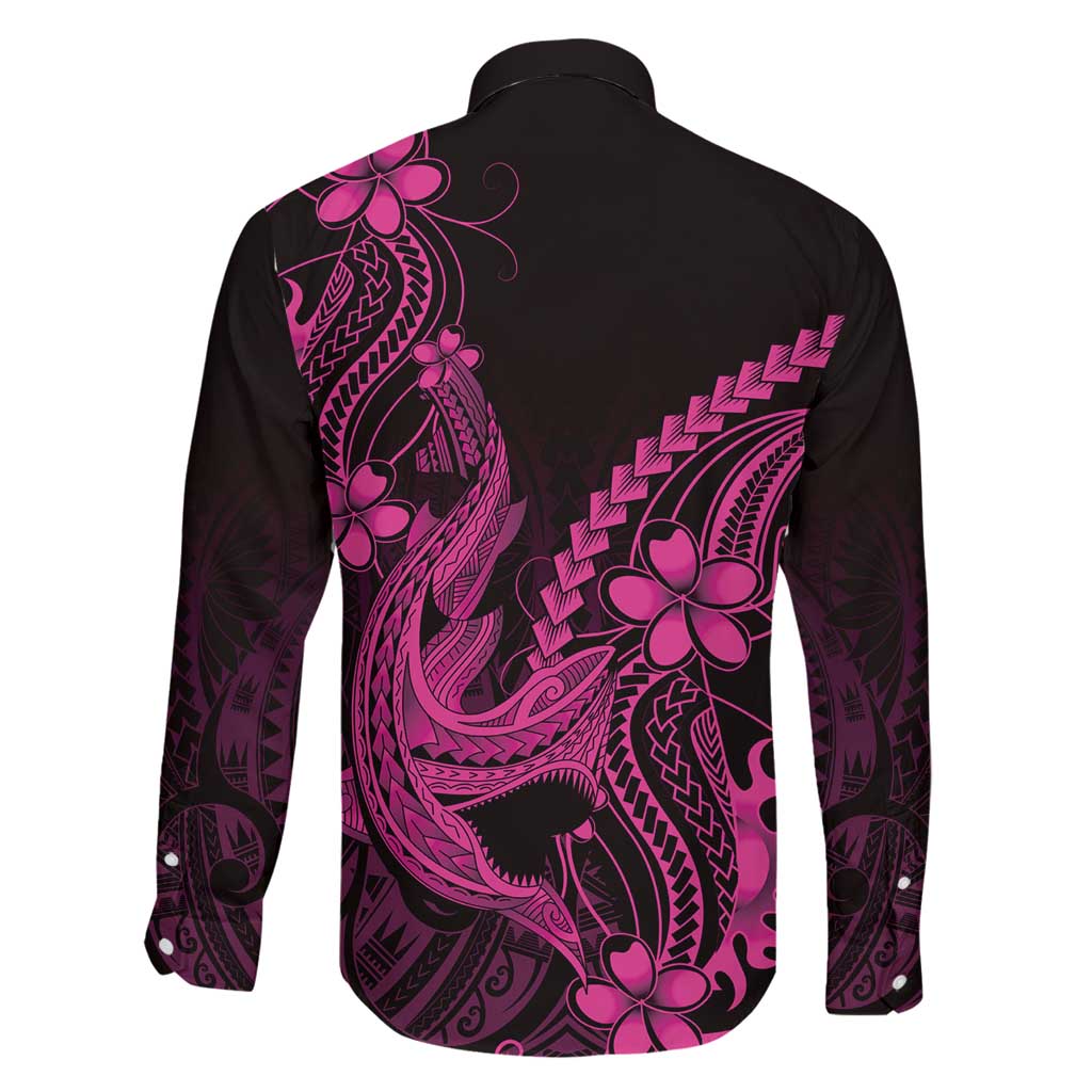 Pink Black Aloha Hawaii Family Matching Mermaid Dress and Hawaiian Shirt Polynesian Shark Tattoo With Plumeria LT14 - Polynesian Pride