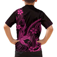 Pink Black Aloha Hawaii Family Matching Puletasi and Hawaiian Shirt Polynesian Shark Tattoo With Plumeria LT14 - Polynesian Pride