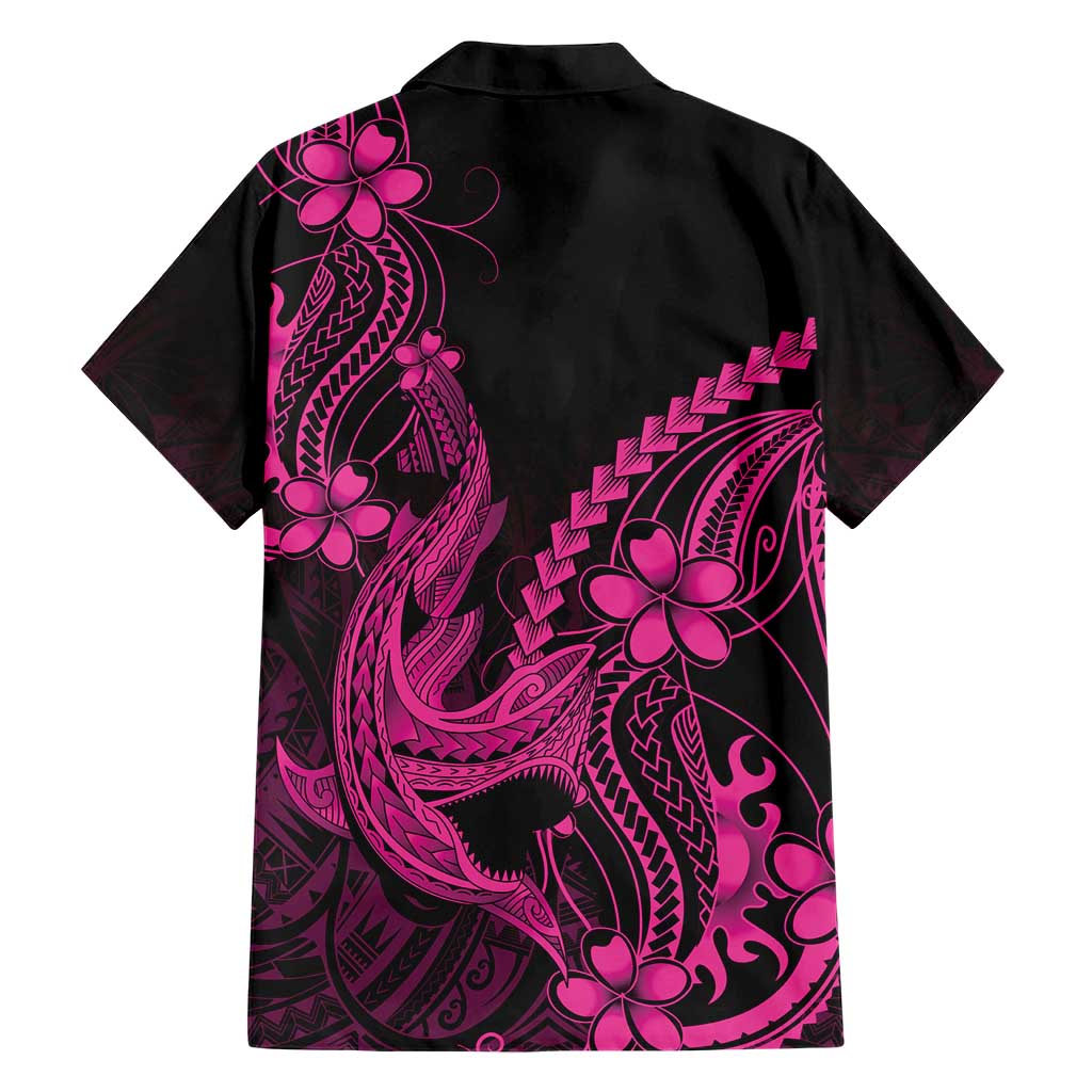 Pink Black Aloha Hawaii Family Matching Puletasi and Hawaiian Shirt Polynesian Shark Tattoo With Plumeria LT14 - Polynesian Pride