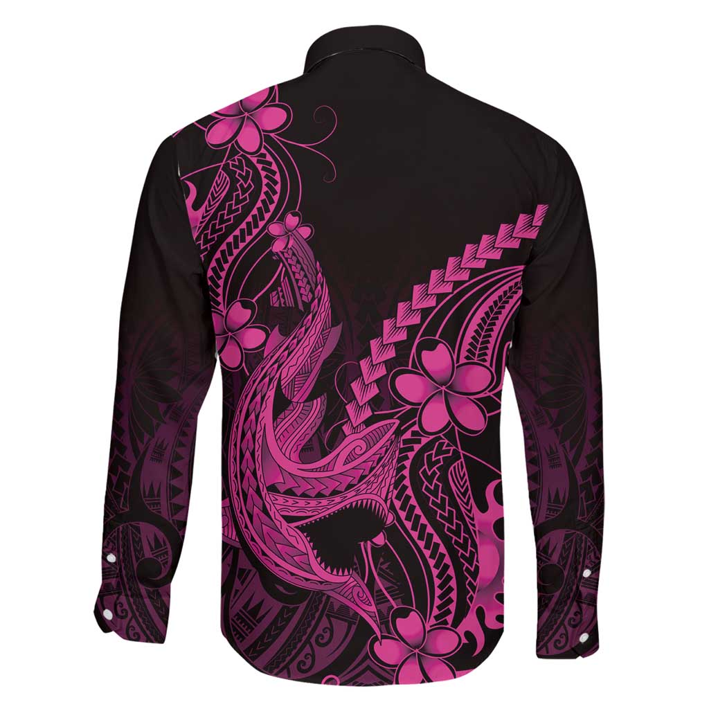 Pink Black Aloha Hawaii Family Matching Tank Maxi Dress and Hawaiian Shirt Polynesian Shark Tattoo With Plumeria LT14 - Polynesian Pride