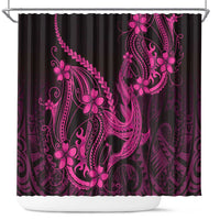 Pink Black Aloha Hawaii Shower Curtain Polynesian Shark Tattoo With Plumeria LT14 Pink - Polynesian Pride