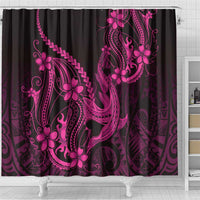 Pink Black Aloha Hawaii Shower Curtain Polynesian Shark Tattoo With Plumeria LT14 - Polynesian Pride