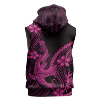Pink Black Aloha Hawaii Sleeveless Hoodie Polynesian Shark Tattoo With Plumeria LT14 - Polynesian Pride