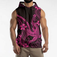 Pink Black Aloha Hawaii Sleeveless Hoodie Polynesian Shark Tattoo With Plumeria LT14 - Polynesian Pride