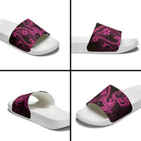 Pink Black Aloha Hawaii Slide Sandals Polynesian Shark Tattoo With Plumeria LT14 - Polynesian Pride