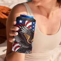 United States and American Samoa 4 in 1 Can Cooler Tumbler USA Flag Eagle With Seal Tropical Flowers