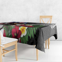 United States and American Samoa Tablecloth USA Flag Eagle With Seal Tropical Flowers