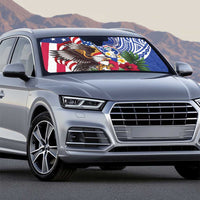 United States and Northern Mariana Islands Auto Sun Shade USA Flag Eagle CNMI Latte Stone Tropical Flowers