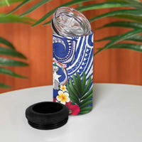 United States and Northern Mariana Islands 4 in 1 Can Cooler Tumbler USA Flag Eagle CNMI Latte Stone Tropical Flowers LT14 - Polynesian Pride