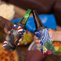 United States and Northern Mariana Islands 4 in 1 Can Cooler Tumbler USA Flag Eagle CNMI Latte Stone Tropical Flowers LT14 - Polynesian Pride