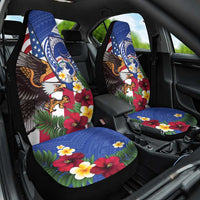 United States and Northern Mariana Islands Car Seat Cover USA Flag Eagle CNMI Latte Stone Tropical Flowers LT14 One Size Blue - Polynesian Pride