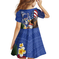 United States and Northern Mariana Islands Family Matching Puletasi and Hawaiian Shirt USA Flag Eagle CNMI Latte Stone Tropical Flowers LT14 - Polynesian Pride