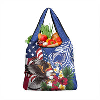 United States and Northern Mariana Islands Grocery Bag USA Flag Eagle CNMI Latte Stone Tropical Flowers