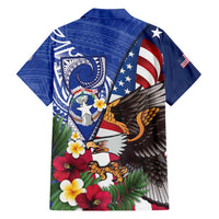 United States and Northern Mariana Islands Hawaiian Shirt USA Flag Eagle CNMI Latte Stone Tropical Flowers LT14 - Polynesian Pride