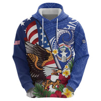United States and Northern Mariana Islands Hoodie USA Flag Eagle CNMI Latte Stone Tropical Flowers LT14 - Polynesian Pride