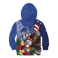 United States and Northern Mariana Islands Kid Hoodie USA Flag Eagle CNMI Latte Stone Tropical Flowers LT14 - Polynesian Pride