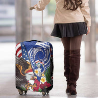 United States and Northern Mariana Islands Luggage Cover USA Flag Eagle CNMI Latte Stone Tropical Flowers LT14 - Polynesian Pride