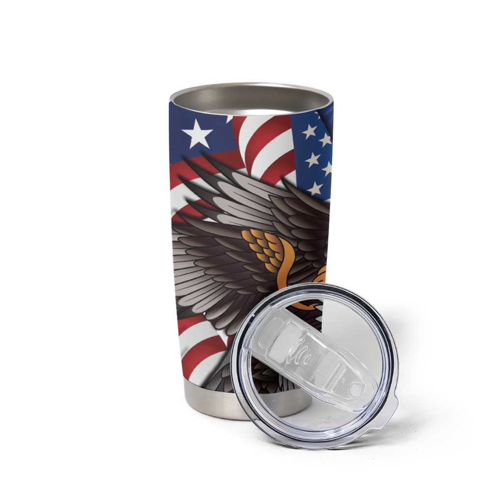 United States and Northern Mariana Islands Tumbler Cup USA Flag Eagle CNMI Latte Stone Tropical Flowers