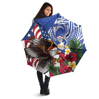 United States and Northern Mariana Islands Umbrella USA Flag Eagle CNMI Latte Stone Tropical Flowers