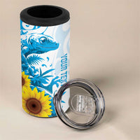 New Zealand Autism Awareness Month 4 in 1 Can Cooler Tumbler Takiwatanga Maori Lizard With Sunflower LT14 - Polynesian Pride