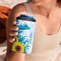 New Zealand Autism Awareness Month 4 in 1 Can Cooler Tumbler Takiwatanga Maori Lizard With Sunflower LT14 - Polynesian Pride