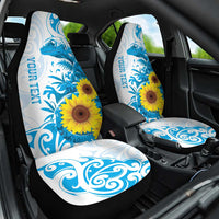 New Zealand Autism Awareness Month Car Seat Cover Takiwatanga Maori Lizard With Sunflower LT14 One Size Blue - Polynesian Pride