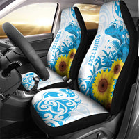 New Zealand Autism Awareness Month Car Seat Cover Takiwatanga Maori Lizard With Sunflower LT14 - Polynesian Pride