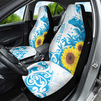 New Zealand Autism Awareness Month Car Seat Cover Takiwatanga Maori Lizard With Sunflower LT14 - Polynesian Pride