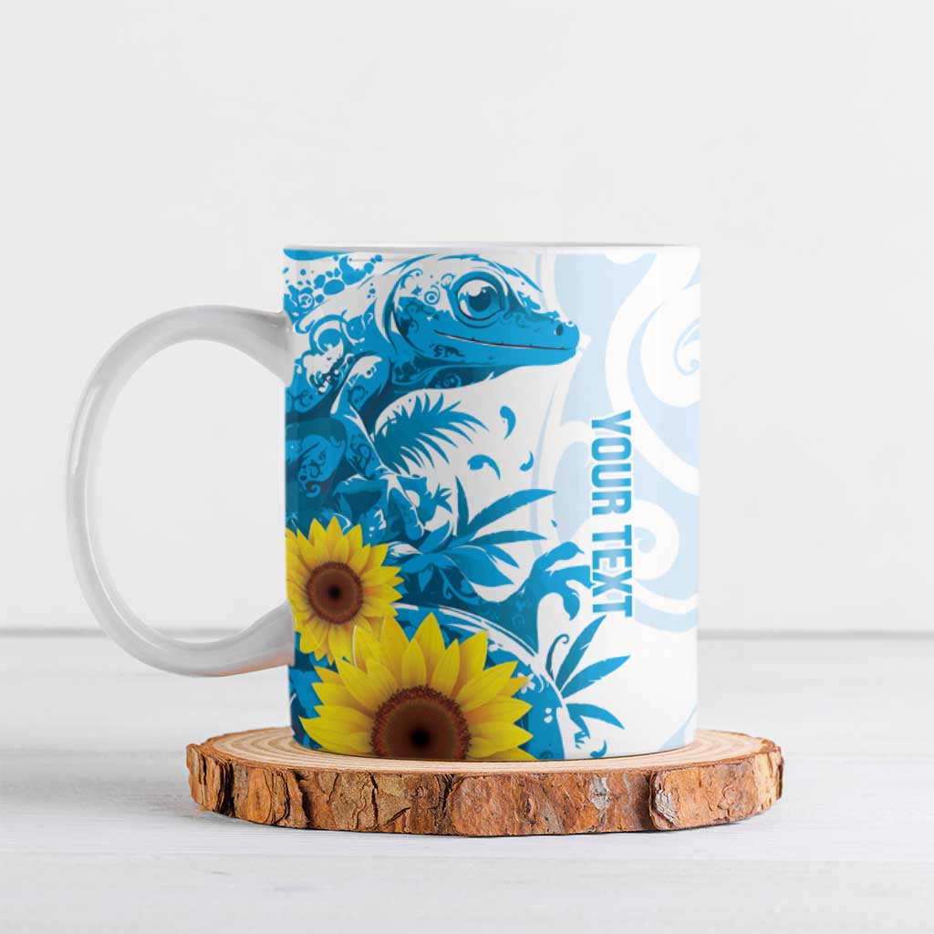 New Zealand Autism Awareness Month Ceramic Mug Takiwatanga Maori Lizard With Sunflower - Polynesian Pride