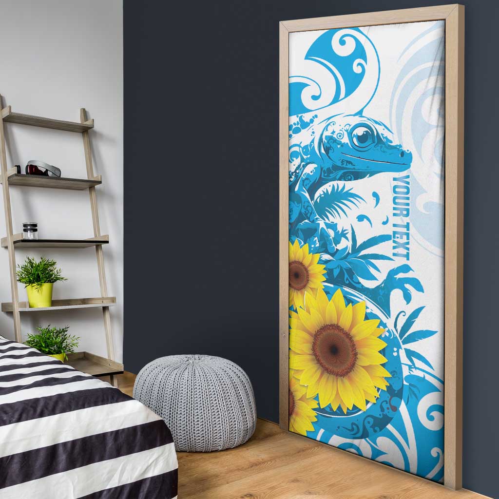 New Zealand Autism Awareness Month Door Cover Takiwatanga Maori Lizard With Sunflower LT14 - Polynesian Pride