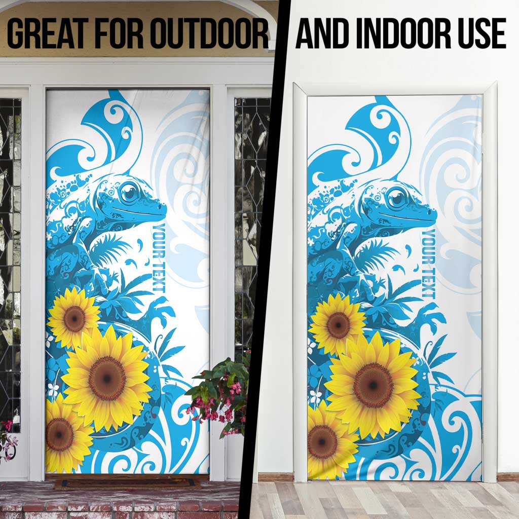 New Zealand Autism Awareness Month Door Cover Takiwatanga Maori Lizard With Sunflower LT14 - Polynesian Pride