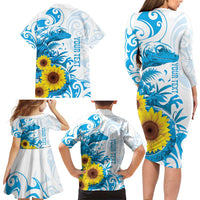 New Zealand Autism Awareness Month Family Matching Long Sleeve Bodycon Dress and Hawaiian Shirt Takiwatanga Maori Lizard With Sunflower LT14 - Polynesian Pride