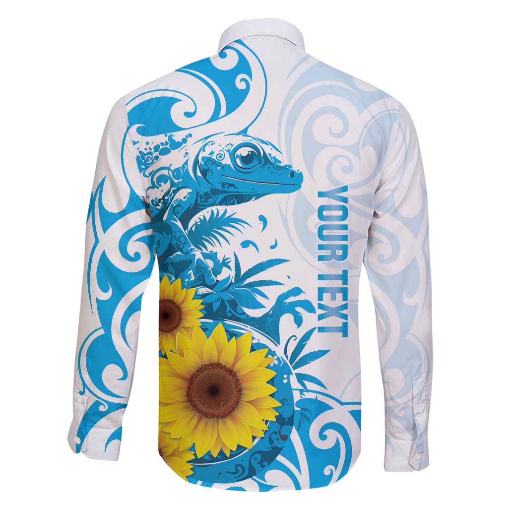 New Zealand Autism Awareness Month Family Matching Long Sleeve Bodycon Dress and Hawaiian Shirt Takiwatanga Maori Lizard With Sunflower LT14 - Polynesian Pride