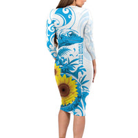 New Zealand Autism Awareness Month Family Matching Long Sleeve Bodycon Dress and Hawaiian Shirt Takiwatanga Maori Lizard With Sunflower LT14 - Polynesian Pride