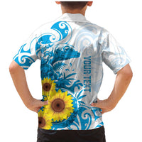 New Zealand Autism Awareness Month Family Matching Mermaid Dress and Hawaiian Shirt Takiwatanga Maori Lizard With Sunflower LT14 - Polynesian Pride