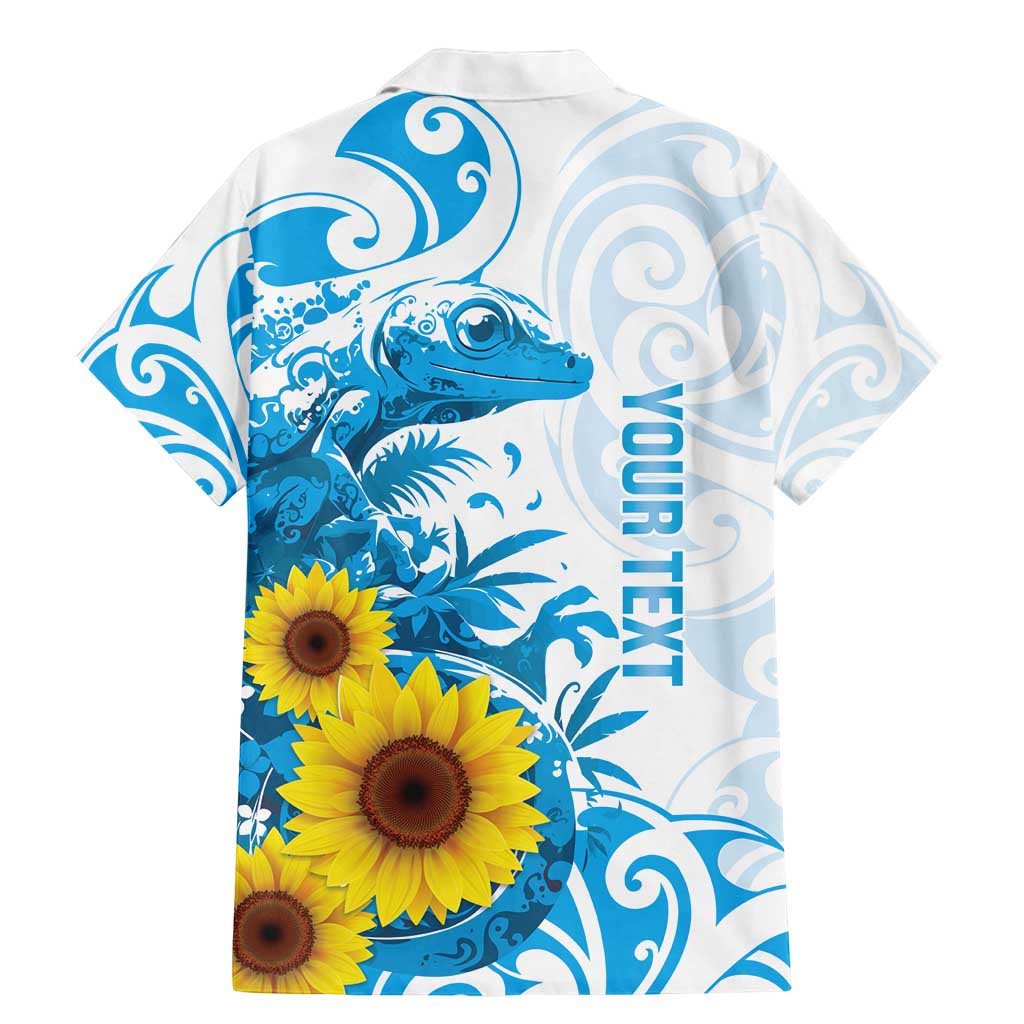 New Zealand Autism Awareness Month Family Matching Mermaid Dress and Hawaiian Shirt Takiwatanga Maori Lizard With Sunflower LT14 - Polynesian Pride