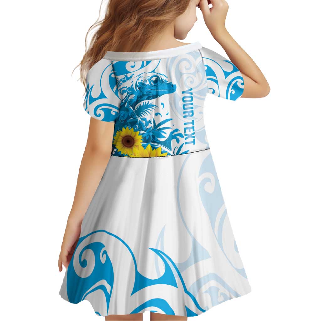 New Zealand Autism Awareness Month Family Matching Off Shoulder Maxi Dress and Hawaiian Shirt Takiwatanga Maori Lizard With Sunflower LT14 - Polynesian Pride