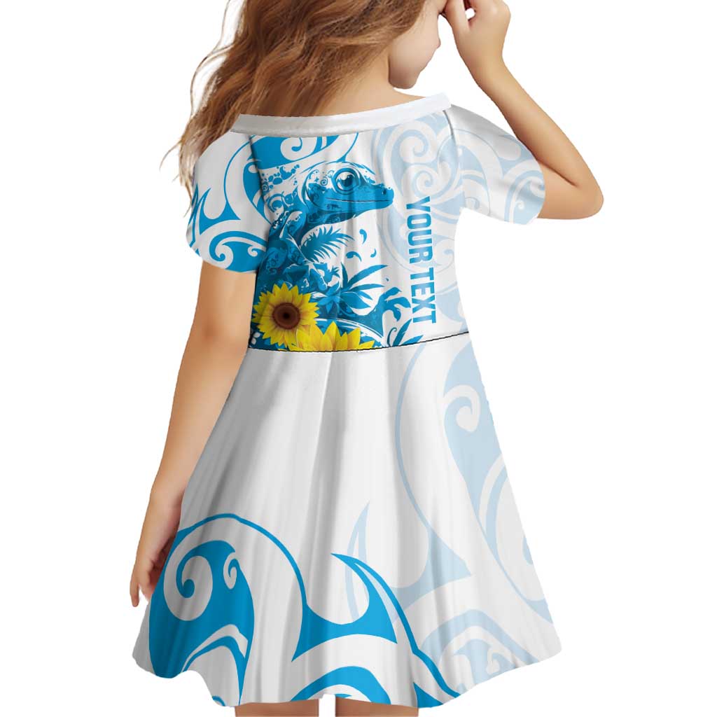 New Zealand Autism Awareness Month Family Matching Off Shoulder Short Dress and Hawaiian Shirt Takiwatanga Maori Lizard With Sunflower LT14 - Polynesian Pride