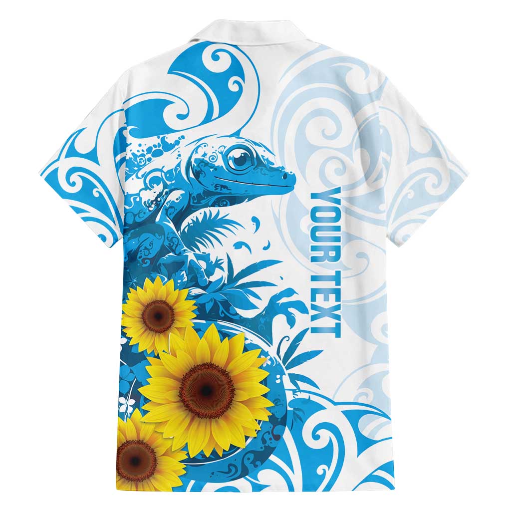 New Zealand Autism Awareness Month Family Matching Off Shoulder Short Dress and Hawaiian Shirt Takiwatanga Maori Lizard With Sunflower LT14 - Polynesian Pride