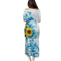 New Zealand Autism Awareness Month Family Matching Puletasi and Hawaiian Shirt Takiwatanga Maori Lizard With Sunflower LT14 - Polynesian Pride