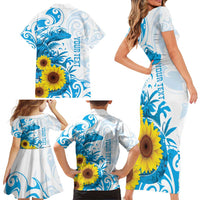 New Zealand Autism Awareness Month Family Matching Short Sleeve Bodycon Dress and Hawaiian Shirt Takiwatanga Maori Lizard With Sunflower LT14 - Polynesian Pride