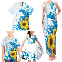 New Zealand Autism Awareness Month Family Matching Tank Maxi Dress and Hawaiian Shirt Takiwatanga Maori Lizard With Sunflower LT14 - Polynesian Pride