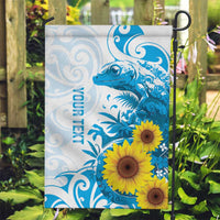 New Zealand Autism Awareness Month Garden Flag Takiwatanga Maori Lizard With Sunflower LT14 Garden Flag Blue - Polynesian Pride