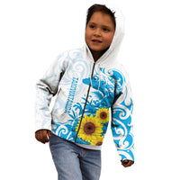 New Zealand Autism Awareness Month Kid Hoodie Takiwatanga Maori Lizard With Sunflower LT14 - Polynesian Pride