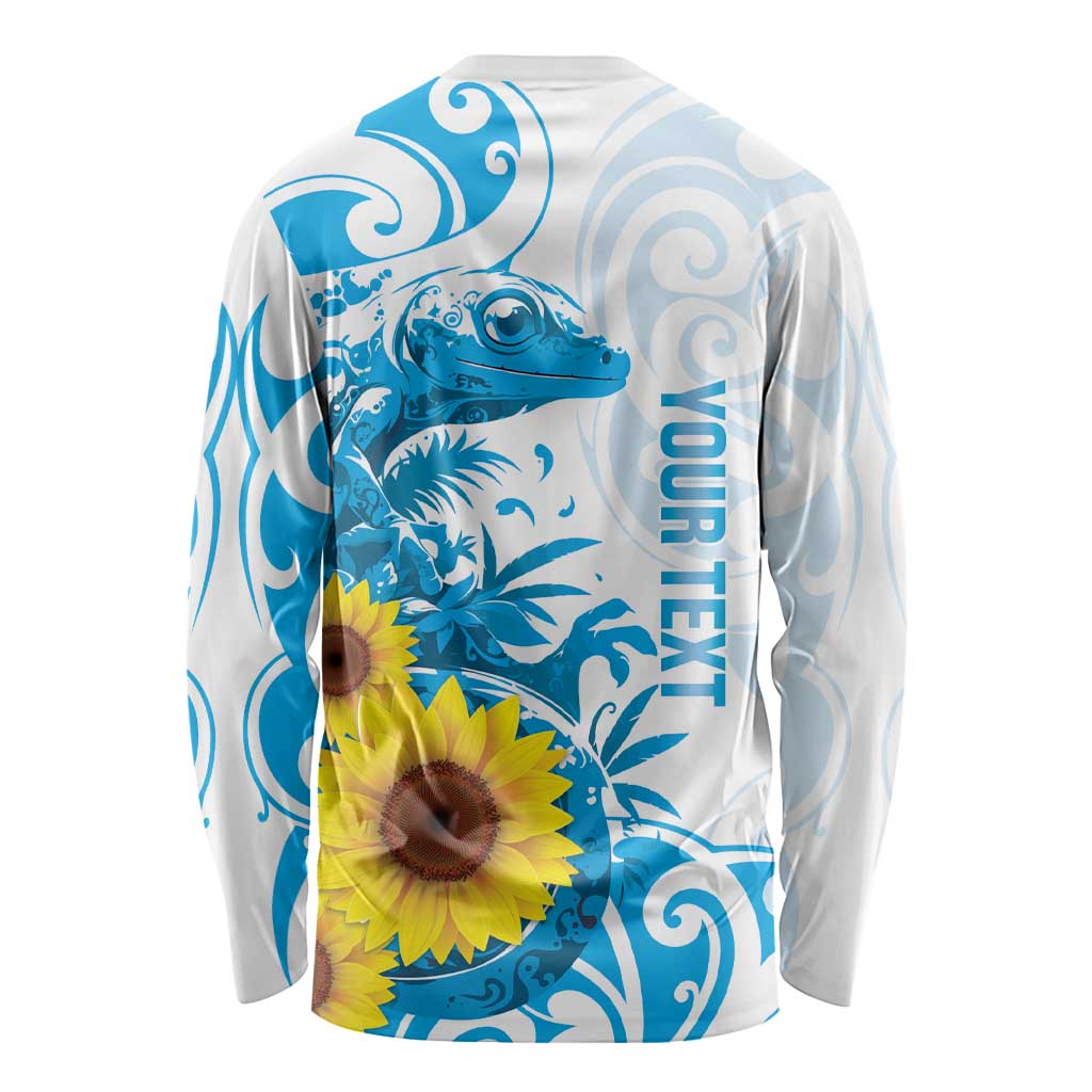 New Zealand Autism Awareness Month Long Sleeve Shirt Takiwatanga Maori Lizard With Sunflower LT14 - Polynesian Pride