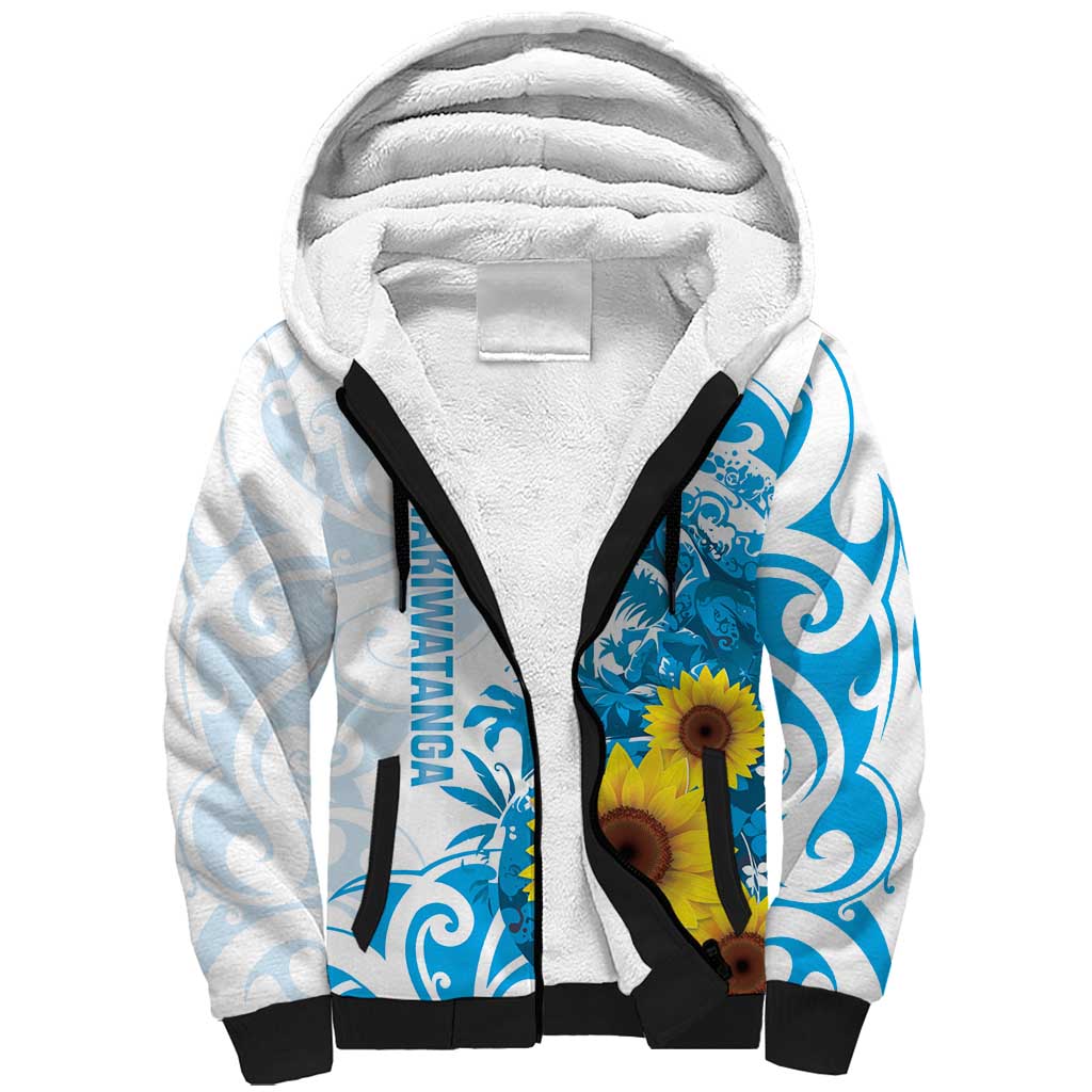 New Zealand Autism Awareness Month Sherpa Hoodie Takiwatanga Maori Lizard With Sunflower LT14 Unisex Blue - Polynesian Pride