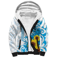 New Zealand Autism Awareness Month Sherpa Hoodie Takiwatanga Maori Lizard With Sunflower LT14 Unisex Blue - Polynesian Pride